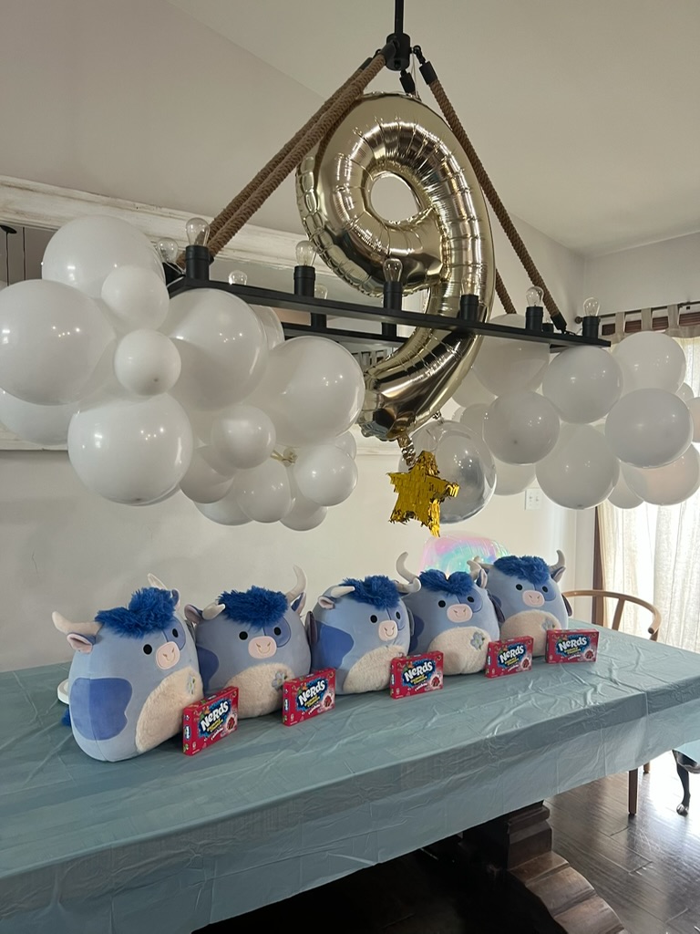 9th birthday unicorn themed party balloons