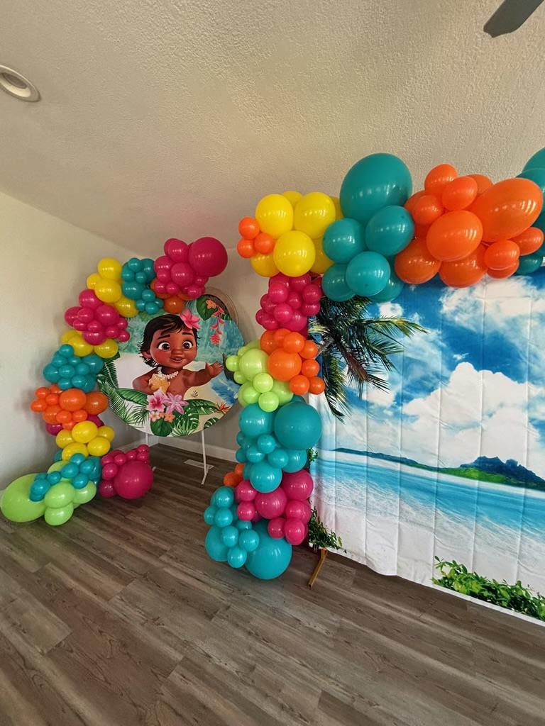 Disney Moana themed custom balloon arrangement