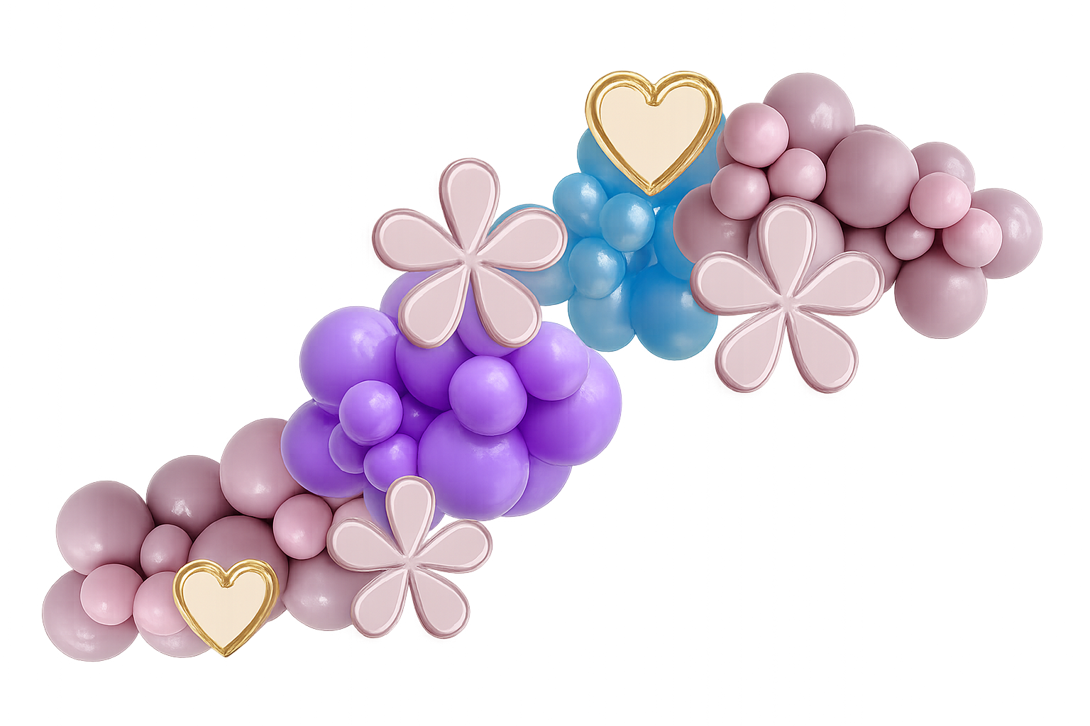 Beautiful organic balloon garland in pink and gold
