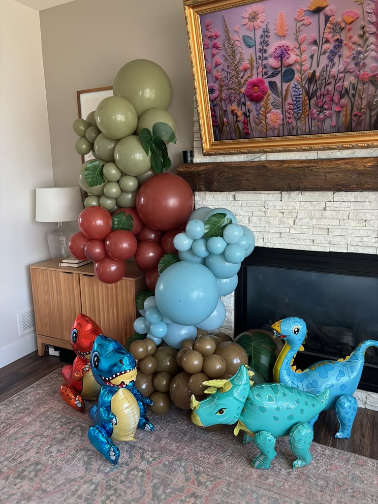 Custom dinosaur themed party balloons