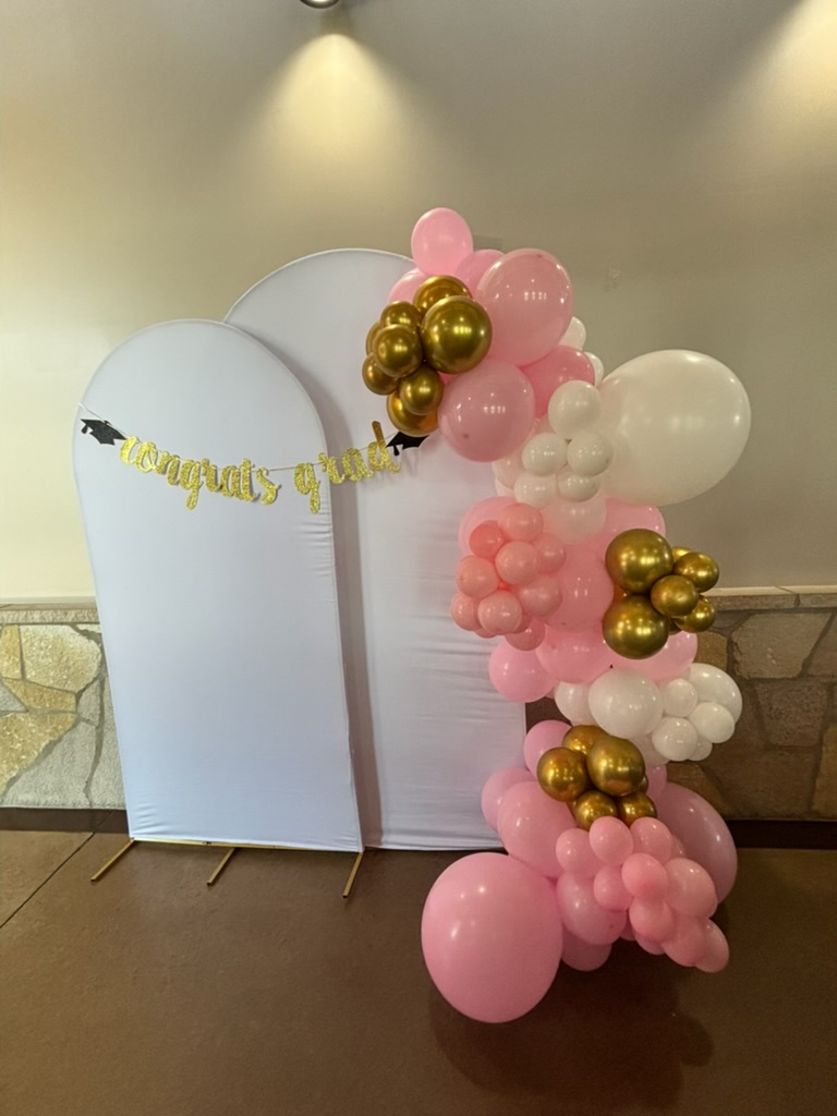 Graduation party balloon backdrop